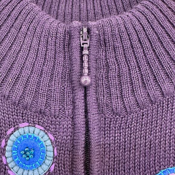 Coldwater Creek Sweater Vest Womens XS Embroidered Beaded Boho Layering Purple - Picture 6 of 13